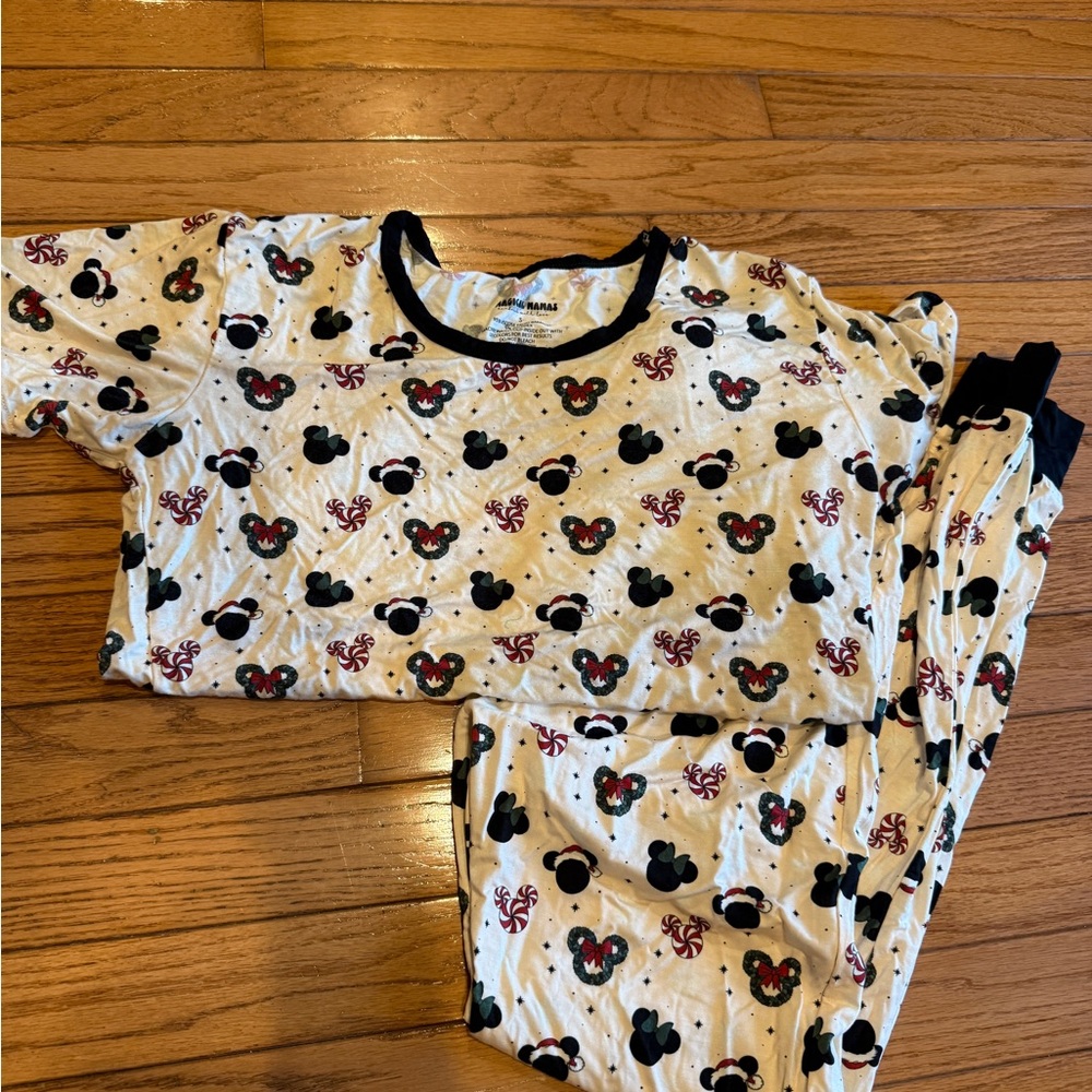 Disney Women's Mickey Mouse Pajama Set - Cream with Black and Red Accents